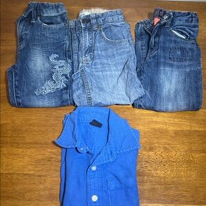 GAP KIDS Blue Button-Up Shirt and jeans Size 4Y